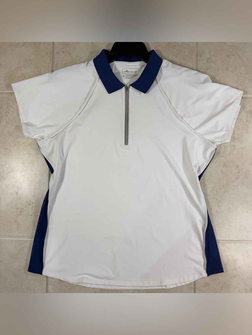 Peter Millar Top Women’s XL White Polo 1/4 Zip Short Sleeve Activewear UPF